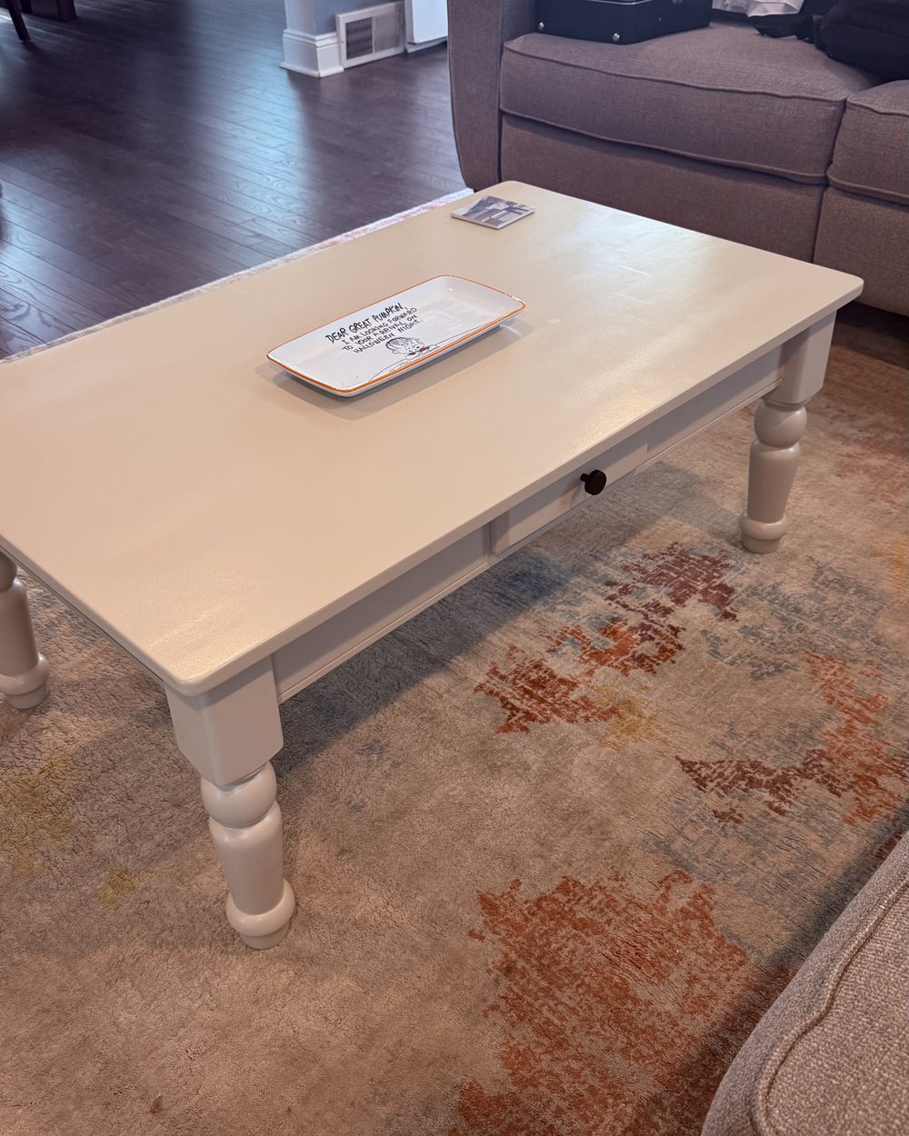 Turned-leg coffee table after refinishing