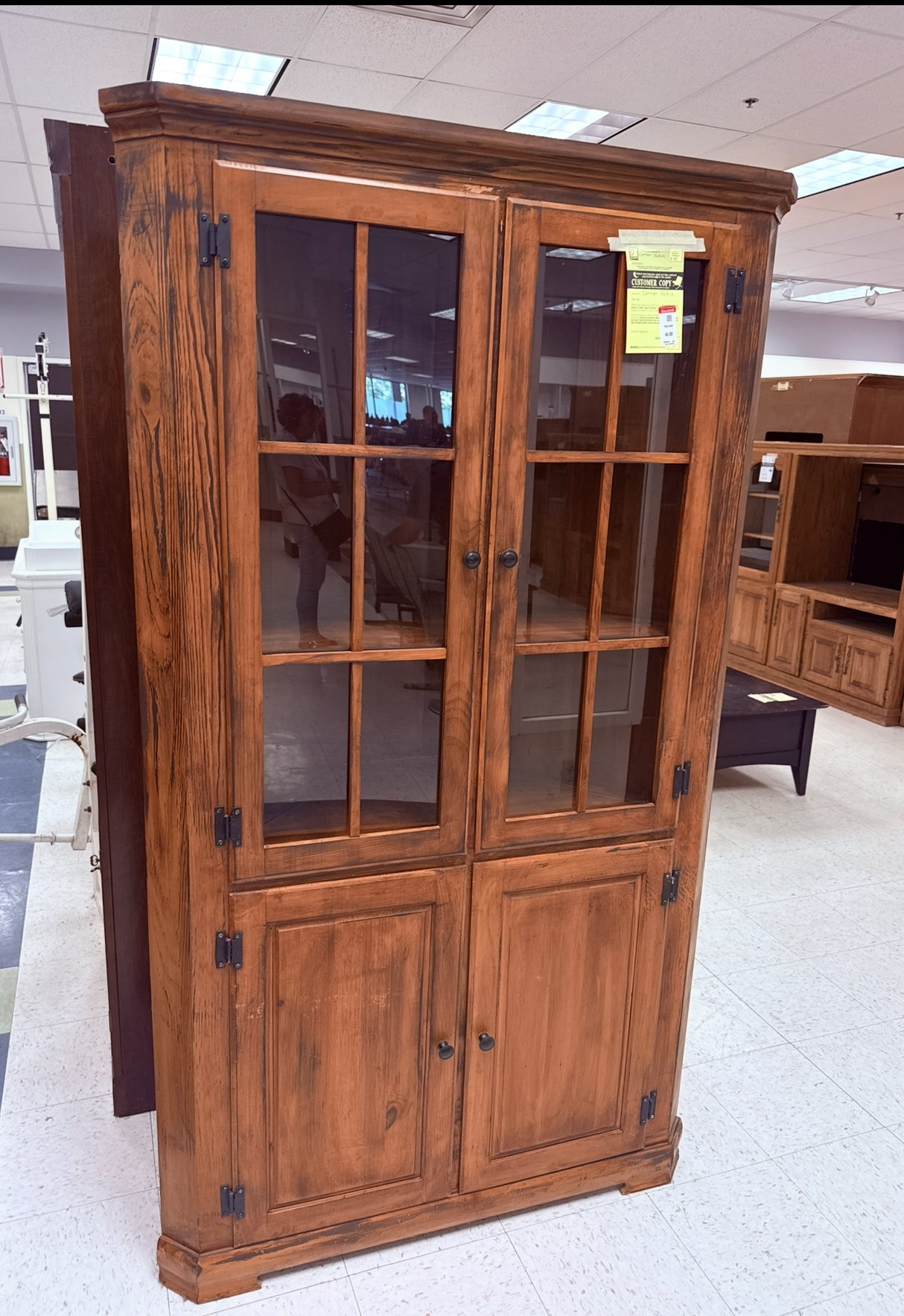 Corner cabinet before refinishing